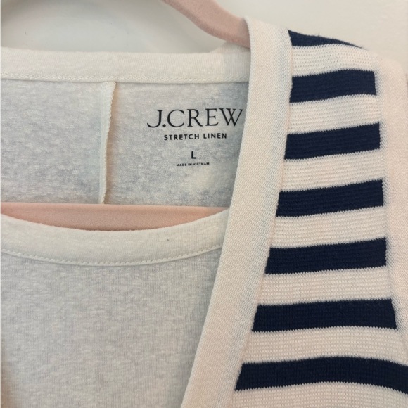 J.Crew Navy and Cream Striped Linen Vest and t- shirt - Picture 2 of 5